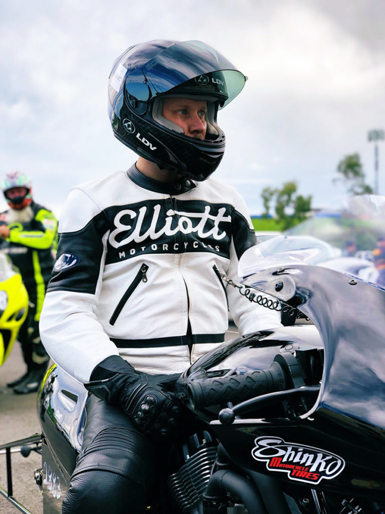 Elliott Andrews motorcycle drag racer at Nitro Thunder 2019