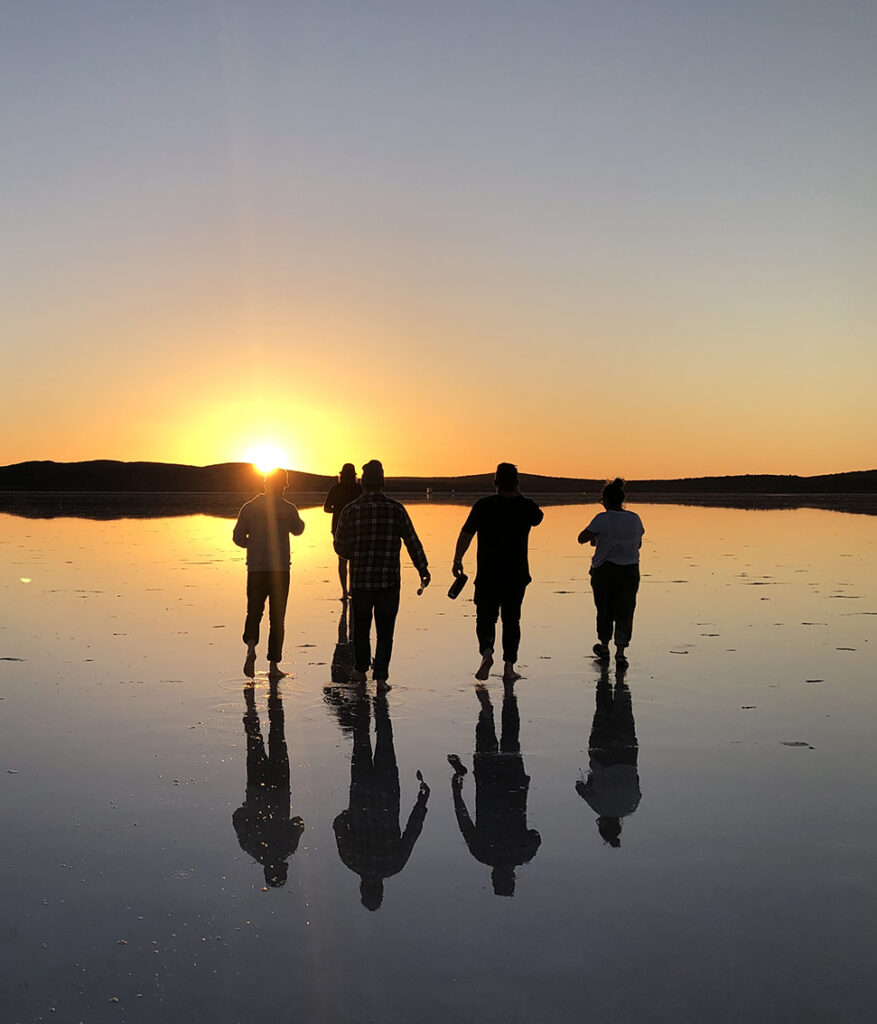 Salt lake sunset during Speed Week 2021 at Lake Gairdner in South Australia